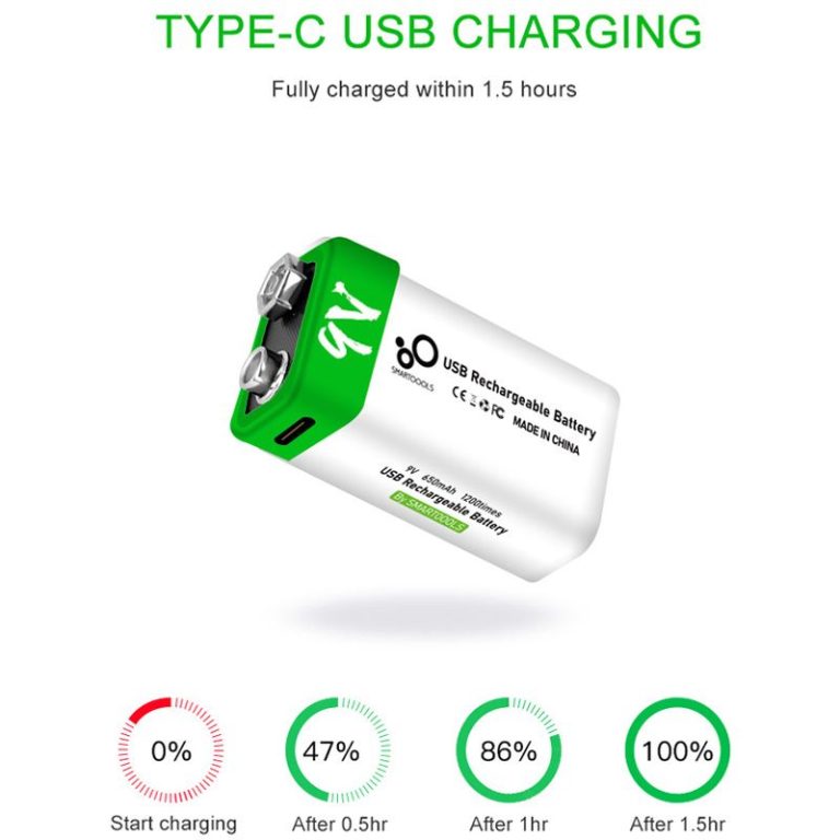 SmarToools 9V Rechargeable Battery Type-C