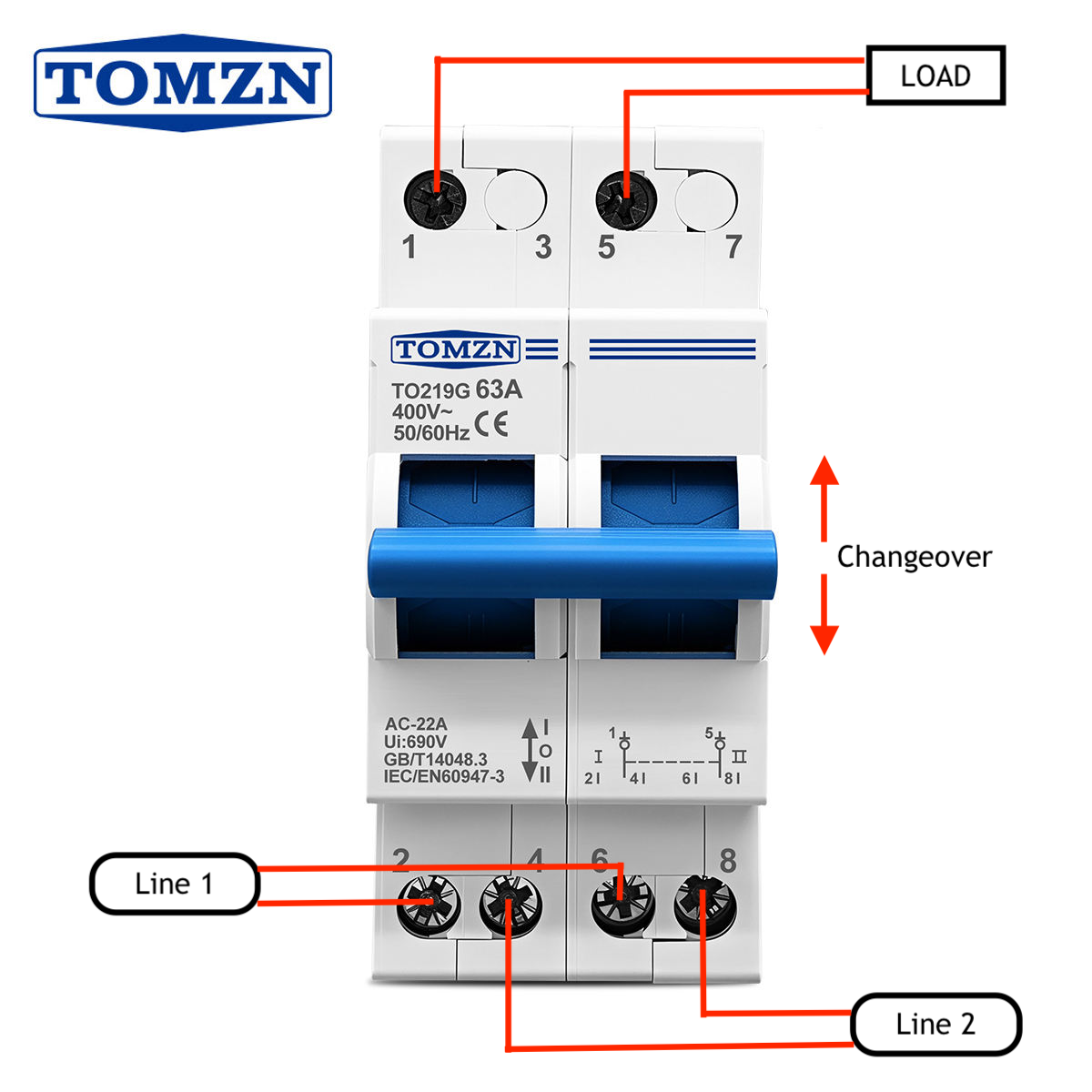 Dual Power Manual Changeover Switch (MTS)—63A, 400V AC - Image 2